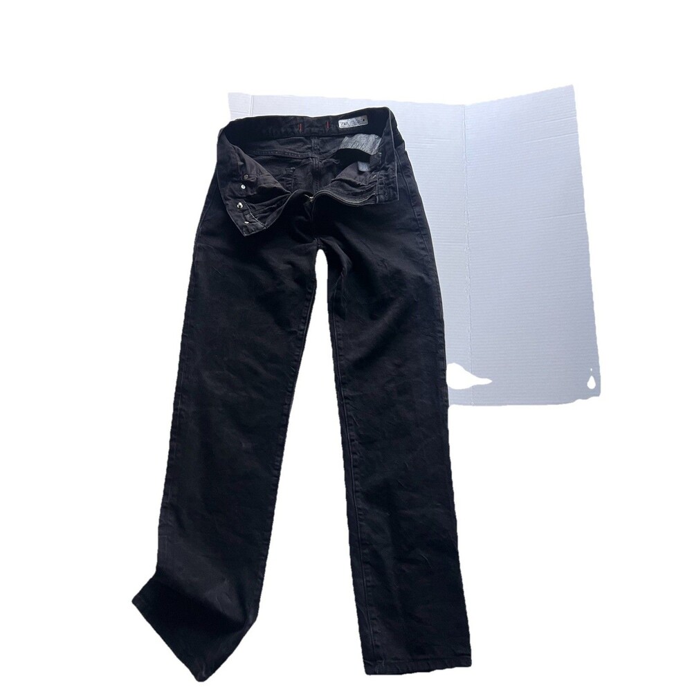Zara Women’s Straight Leg High Rise Jeans Size 4 Faded Black Denim